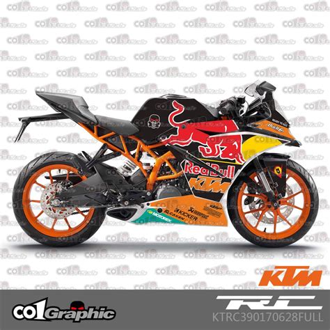 Ktm Rc 390 Fairings Coverset Sticker 3 Redbull Red Bull Motorbikes