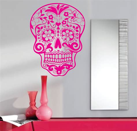 $17 Sugar Skull Wall Vinyl Decal Sticker Art Graphic Sticker Sugarskull ...