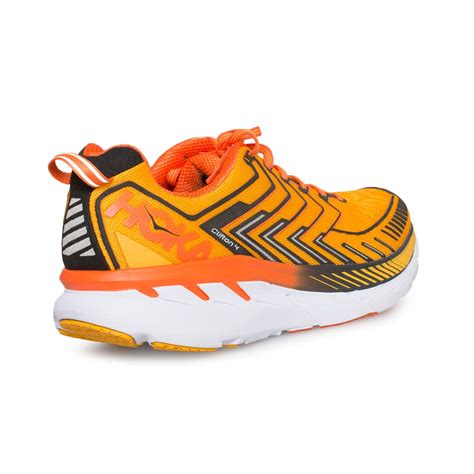 Hoka One One Clifton 4 Saffron Red Orange Running Shoes Mens Mycozyboots