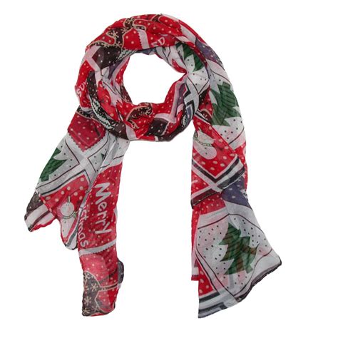 David And Young Womens Patterned Christmas Tree Holiday Scarf Holiday