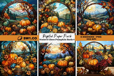 Fall Pumpkins Stained Glass Background Graphic By Sw1co Design