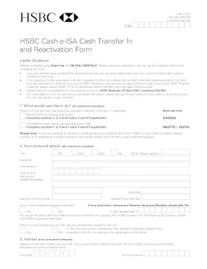 Fillable Online Hsbc Cash E Isa Fax Email Print Pdffiller