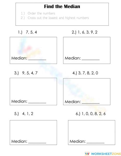 Finding The Median Worksheet