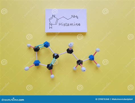 Structural Chemical Formula And Molecular Structure Model Of Histamine