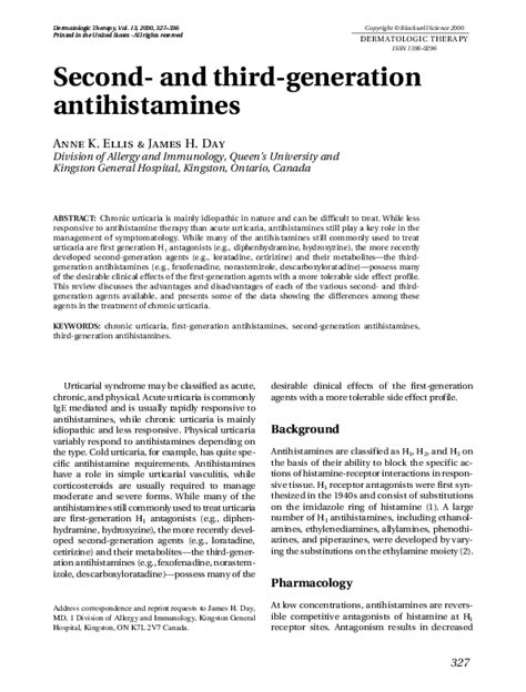 Pdf Second And Third Generation Antihistamines In The Treatment Of