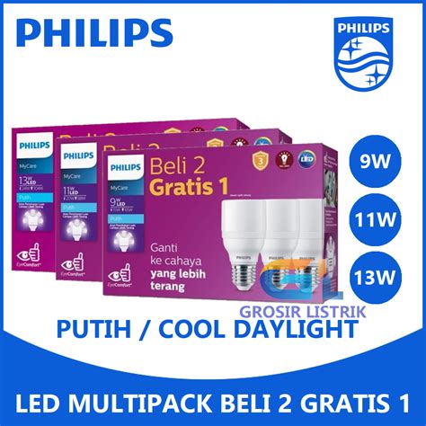 Jual Lampu Philips Led Bright Multipack W W W Putih Paket Beli