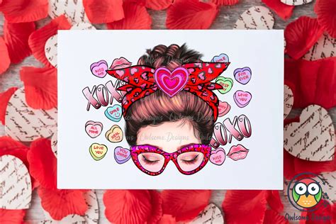 Messy Bun Valentine Sublimation Png By Owlsome Designs Thehungryjpeg