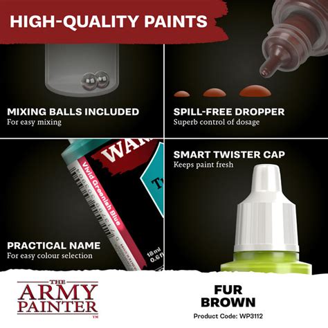 The Army Painter Fur Brown Warpaints Fanatic Acrylic Paint 18ml