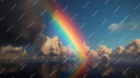 Premium AI Image | A rainbow in the sky with clouds and clouds