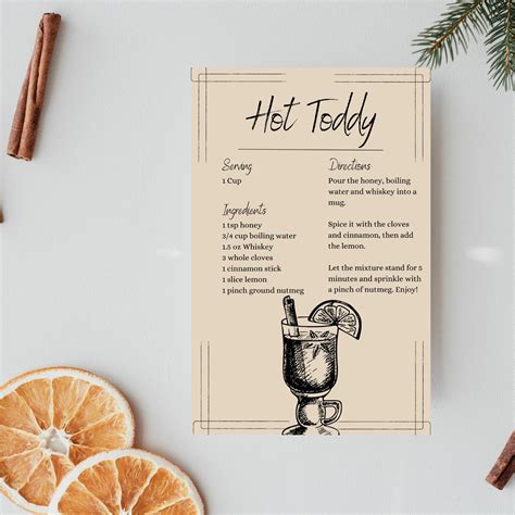 Hot Toddy Gift Basket Printable Recipe Card Printable Etsy Uk