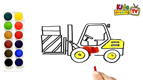 How To Draw A Forklift Drawing And Coloring Pages For Kids Kids