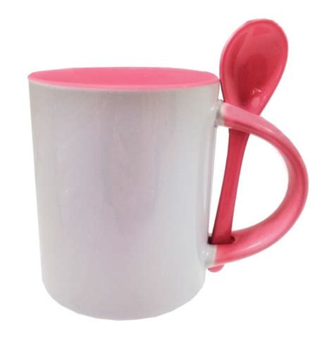 Taza De Cer Mica Con Cuchara Interior Y Oreja Rosa Oz Sublitiendas