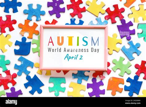 Autism Awareness Day World Autism Day April 2 Frame With Puzzle