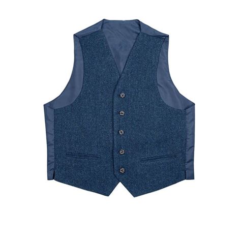 Ghillie Blue Shetland Tweed Argyll 5 Button Kilt Waistcoat