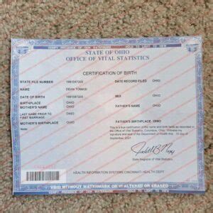 Ohio Birth Certificate Template PSD Stores