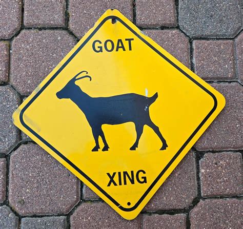 Vintage Metal Goat Crossing Sign