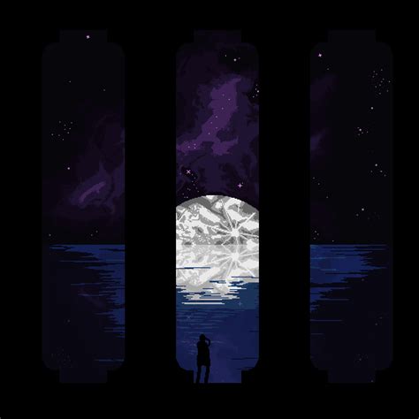 Moon, space and sea : r/PixelArt