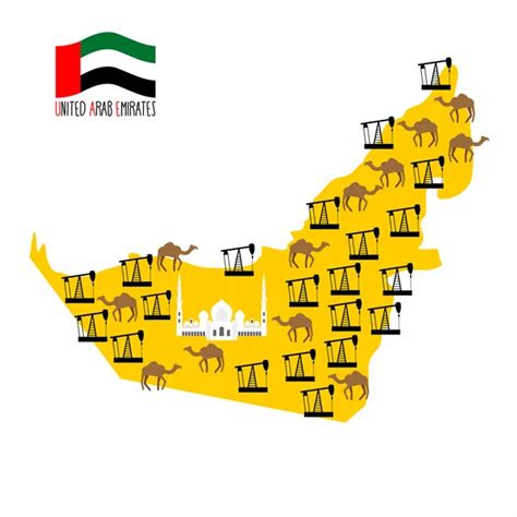 Map United Arab Emirates Uae Desert And Oil Rigs Infographic