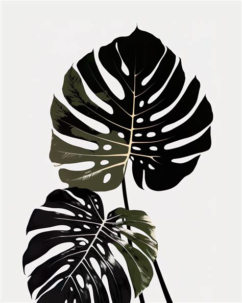 Monstera Poster Tropical Leaf Wall Art Minimal Botanical