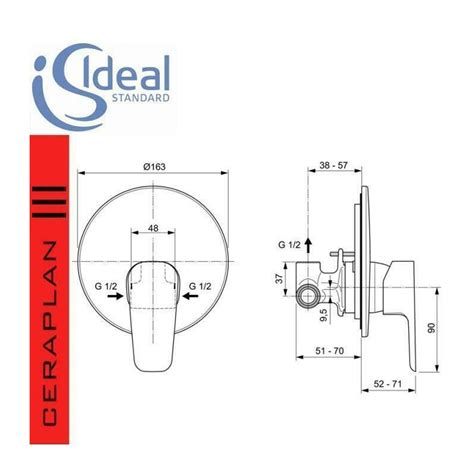 Ideal Standard Miscelatore Doccia Ad Incasso Cromo Serie Ceraplan Iii