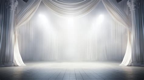 Premium AI Image | Empty white stage with white curtains and spotlight