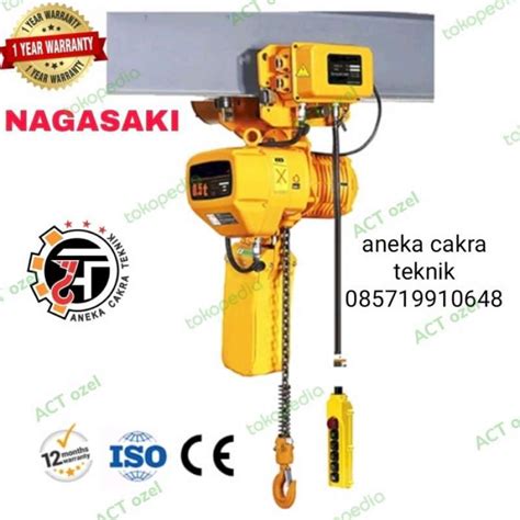 Promo Electric Chain Hoist With Trolley 5 Ton 6 Meter 380v Nagasaki