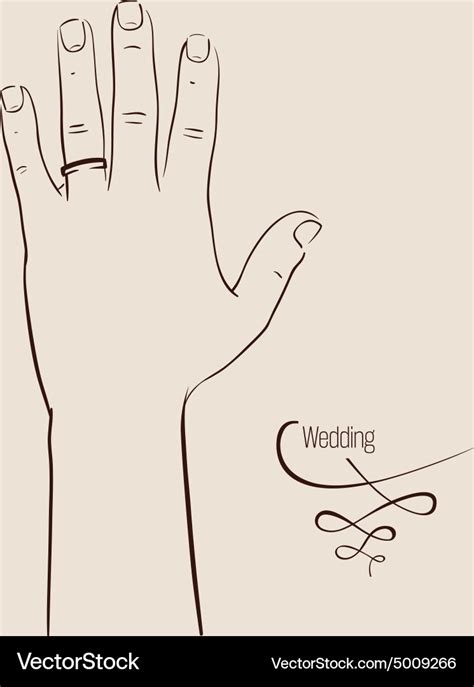 Man hand wearing a wedding ring drawing Royalty Free Vector