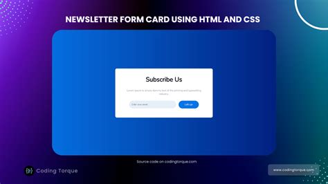 Newsletter Form Card Using Html And Css Coding Torque Coding Torque