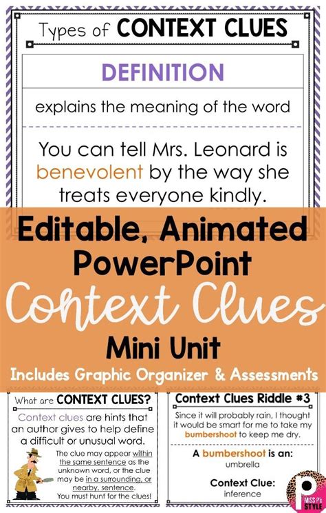 Context Clues Powerpoint Minilessons Reading Passages Comprehension