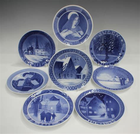 Eight Royal Copenhagen Christmas collectors' plates, comprising 1914 ...