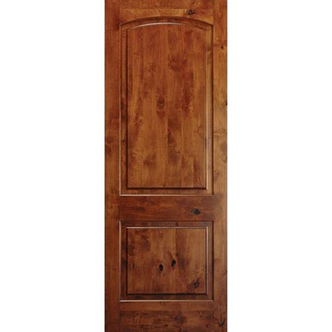 Krosswood Doors 36 In X 96 In Rustic Knotty Alder 2 Panel Top Rail Arch Solid Right Hand Wood