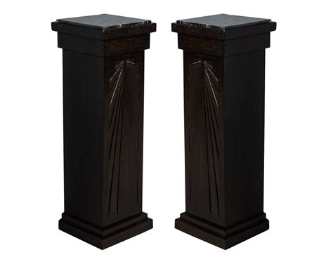 Pair Of Art Deco Carved Column Pedestal Stands Carrocel Fine Furniture