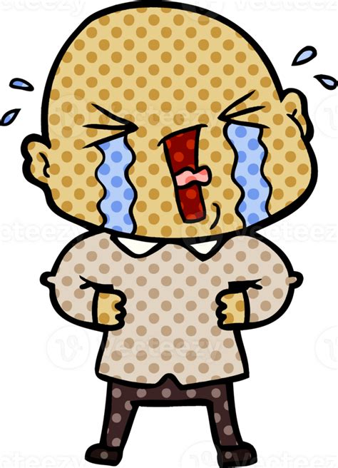 Cartoon Crying Bald Man Png