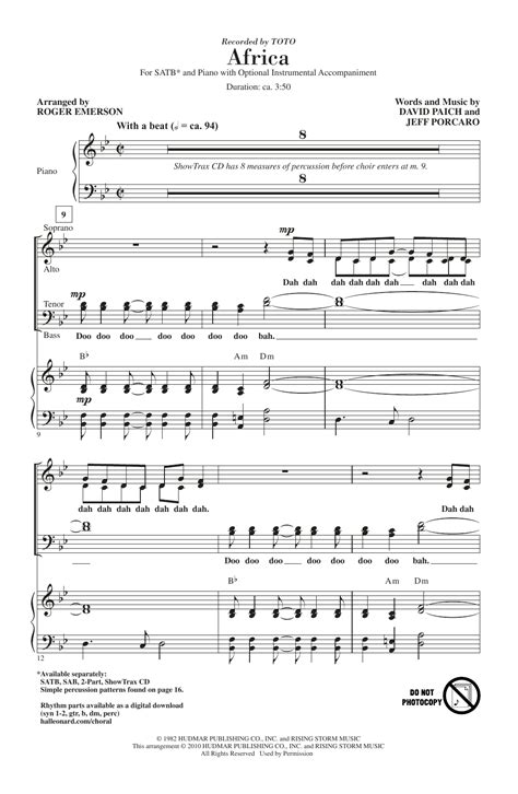 Africa Arr Roger Emerson By Toto Sheet Music For Satb Choir At Sheet