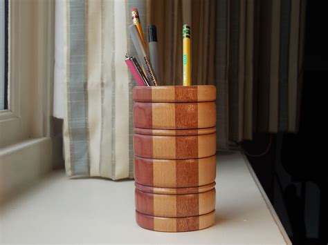 Pencil Holder Made Of Four Woods Wood Turning Pencil Holder Crafts