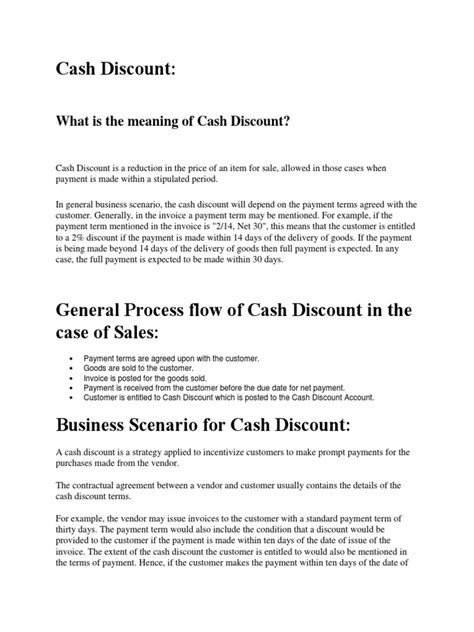 Cash Discount Configuration Discounts And Allowances Invoice