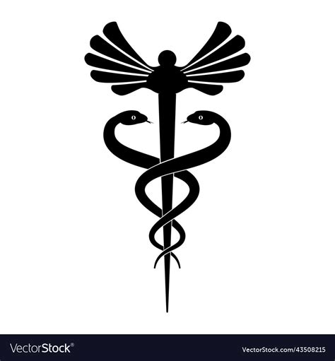 Caduceus staff of hermes icon isolated on white Vector Image