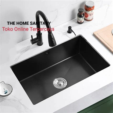 Jual Paket Kitchen Sink Undermount JKM 6045 Black Paket Kran Flexible