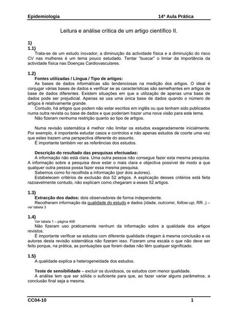 PDF Leitura e análise crítica de um artigo científico II cc04 10 med