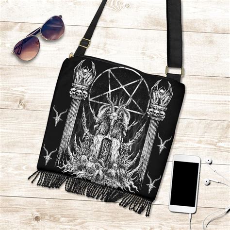 Skull Satanic Goat Inverted Pentagram Winged Demon Black And White