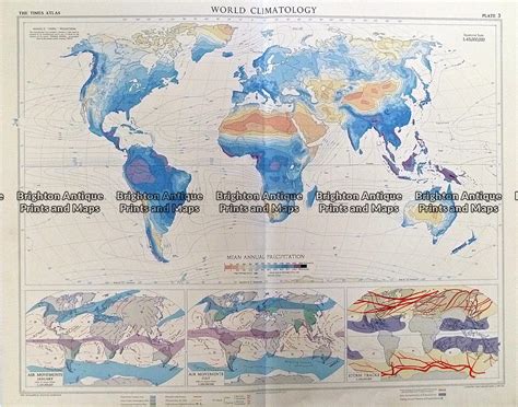 Vintage map - World Climatology by Bartholomew c.1958 Ref# 232-911 - Brighton Antique Prints and ...