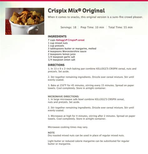 the recipe for crisp mix's original