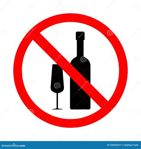 Prohibition Alcohol Sign Ban Bottle Red Wine Alcoholic Beverage With