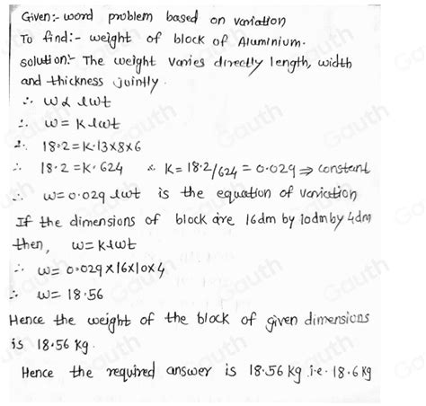 Solved 3 The Weight Of A Rectangular Block Of Metal Varies Jointly As