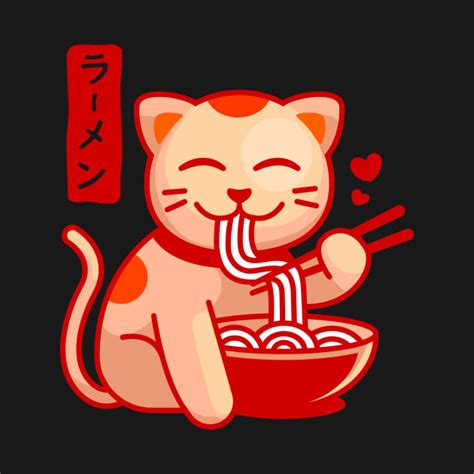 Ramen Cat - Cat - T-Shirt | TeePublic