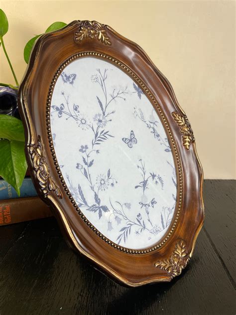 Vintage Ornate Oval Floral Picture Frame Photo 8x10 Pattern Etsy