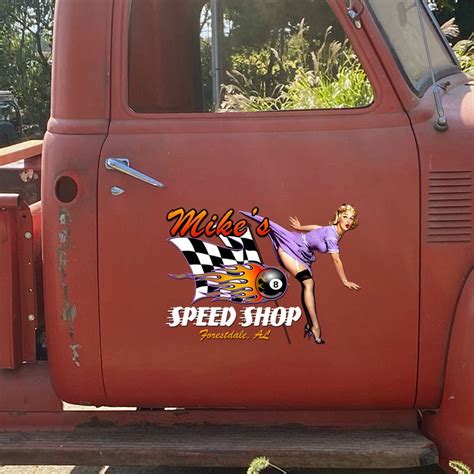 Personalized Pin Up Girl Hot Rod Speed Shop Stickers Dingmun