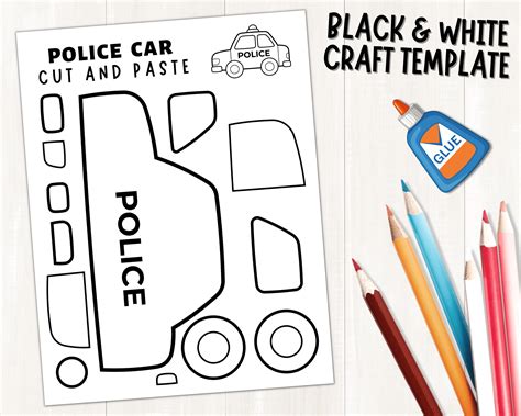 Printable Police Car Craft Transportation Craft Build A Police Car