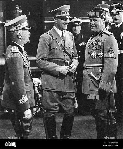 Hitler In Italy With Benito Mussolini At Right And King Victor