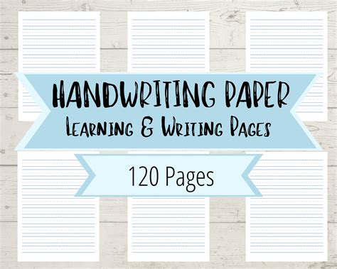 Handwriting Paper Printable Lined Pages For Handwriting Etsy